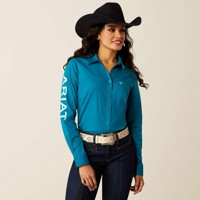 Ariat Team Kirby Stretch Shirt Ocean Depths Femme | MLJ-09514330