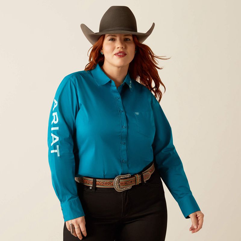 Ariat Team Kirby Stretch Shirt Ocean Depths Femme | MLJ-09514330