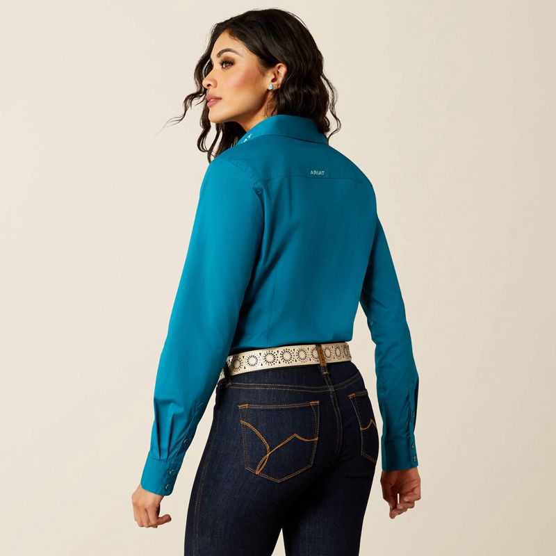 Ariat Team Kirby Stretch Shirt Ocean Depths Femme | MLJ-09514330