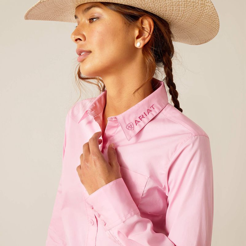 Ariat Team Kirby Stretch Shirt Rose Femme | SVE-48476474