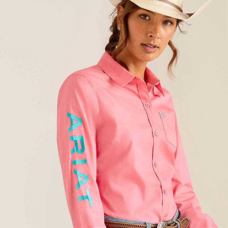 Ariat Team Kirby Stretch Shirt Rose Femme | WAU-02395800