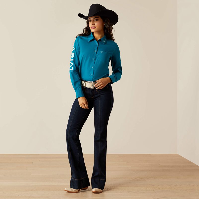 Ariat Team Kirby Stretch Shirt Ocean Depths Femme | MLJ-09514330