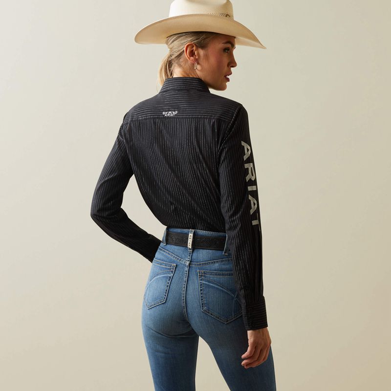 Ariat Team Kirby Stretch Shirt Noir Argent Femme | PJN-30558510