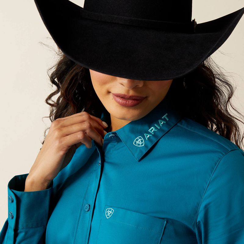 Ariat Team Kirby Stretch Shirt Ocean Depths Femme | MLJ-09514330