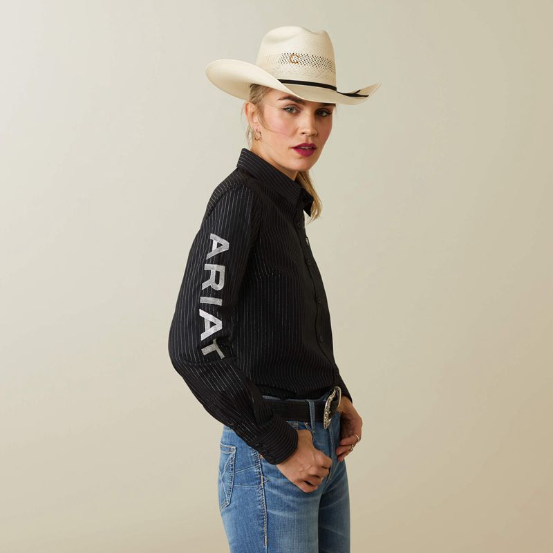 Ariat Team Kirby Stretch Shirt Noir Argent Femme | PJN-30558510