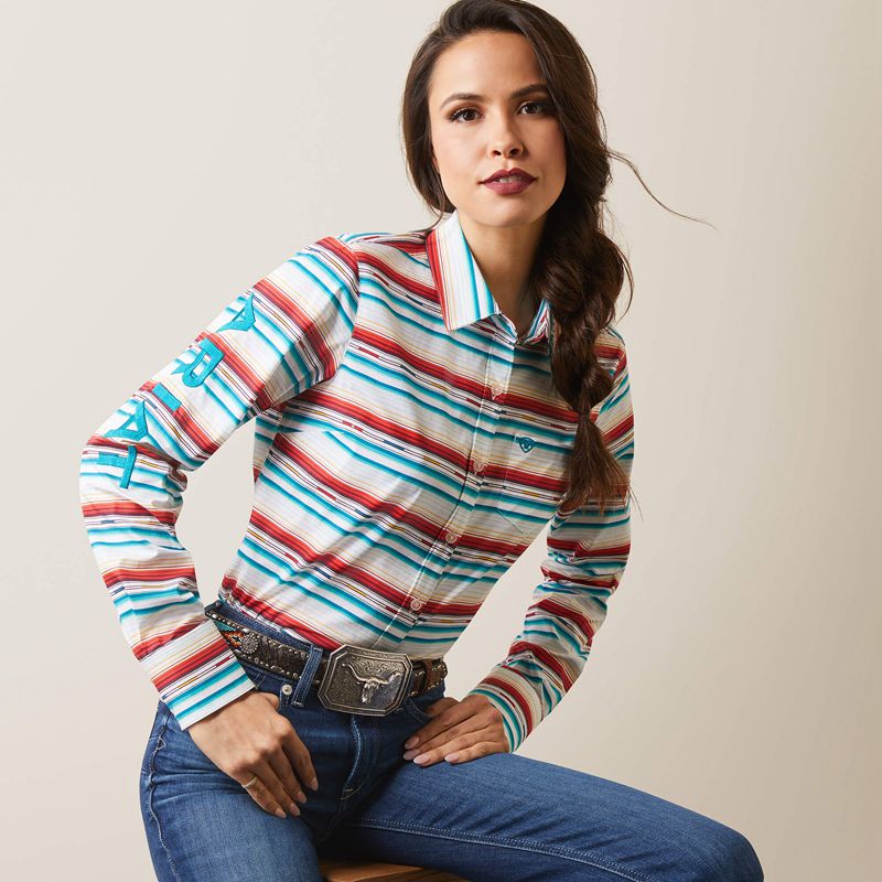 Ariat Team Kirby Stretch Shirt Rosa Serape Femme | AVU-34028579