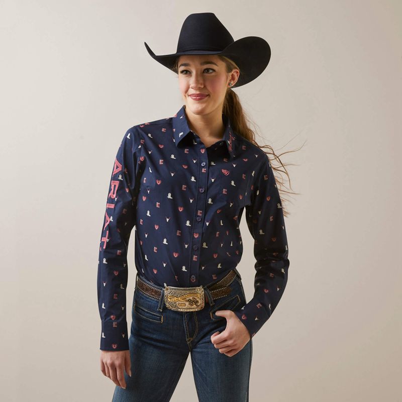 Ariat Team Kirby Stretch Shirt Western Love Print Femme | WXO-19424687