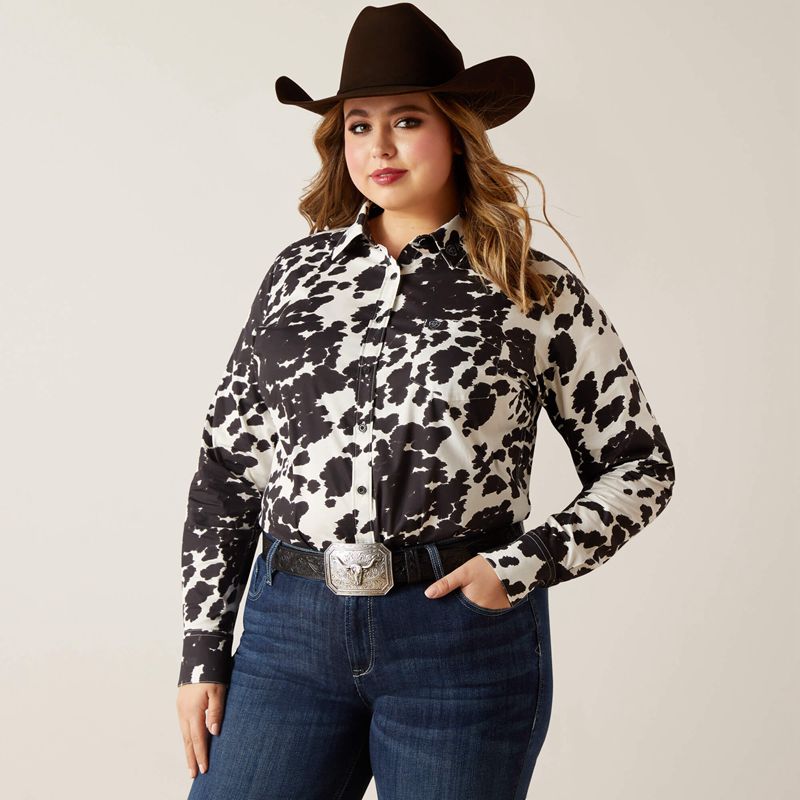 Ariat Team Kirby Stretch Shirt Cow Femme | TEN-72903836