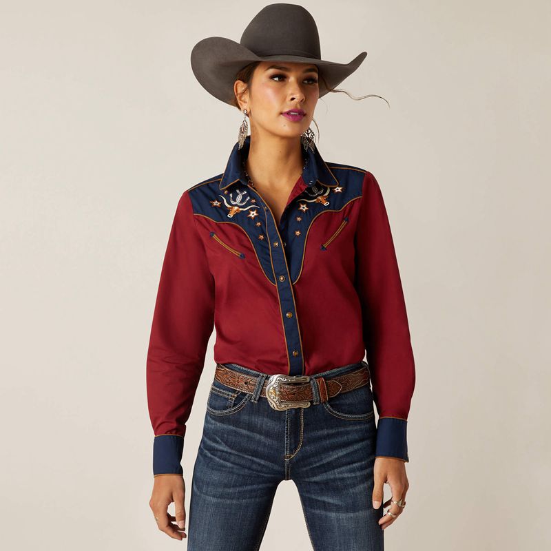 Ariat Sissy Shirt Rubaiyat/Navy Femme | CUD-95957615