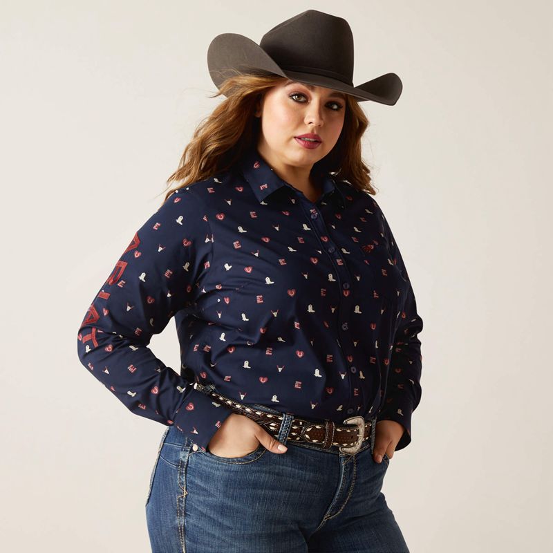 Ariat Team Kirby Stretch Shirt Western Love Print Femme | WXO-19424687