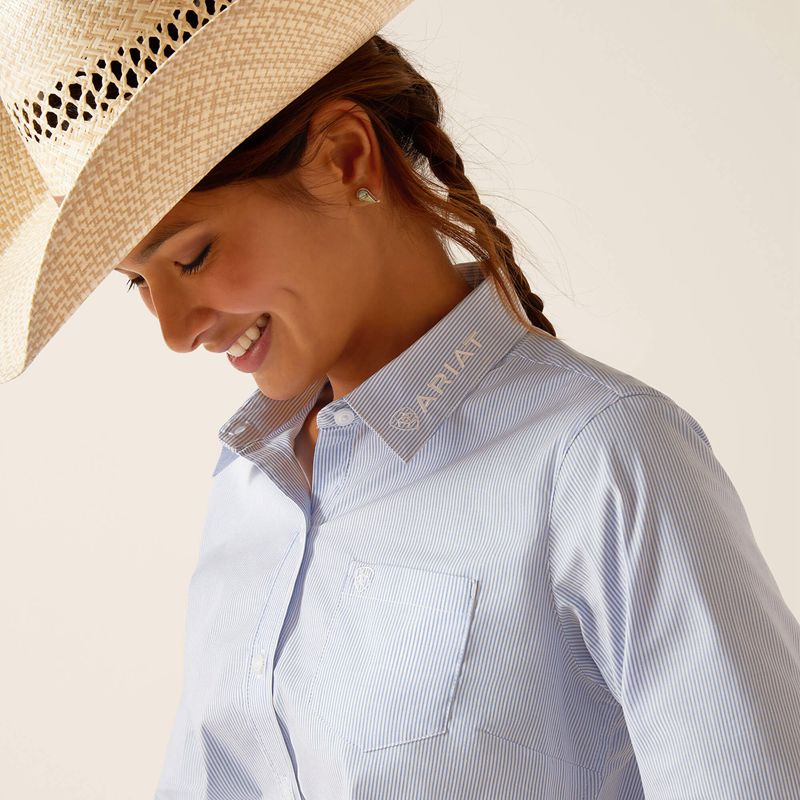 Ariat Team Kirby Stretch Shirt Ultramarine Stripe Femme | TXA-43836230