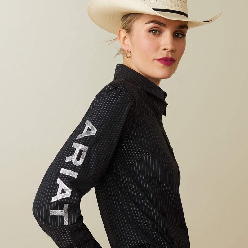 Ariat Team Kirby Stretch Shirt Noir Argent Femme | PJN-30558510