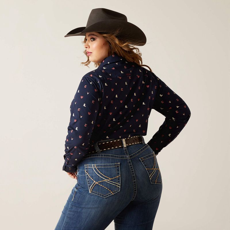 Ariat Team Kirby Stretch Shirt Western Love Print Femme | WXO-19424687