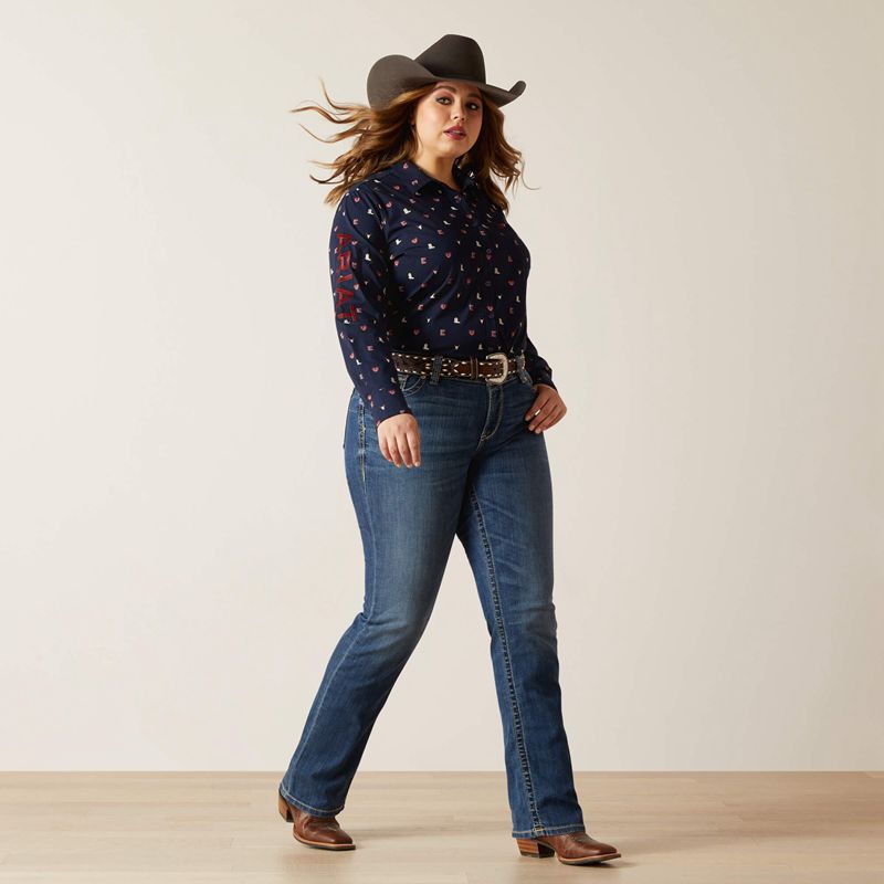 Ariat Team Kirby Stretch Shirt Western Love Print Femme | WXO-19424687