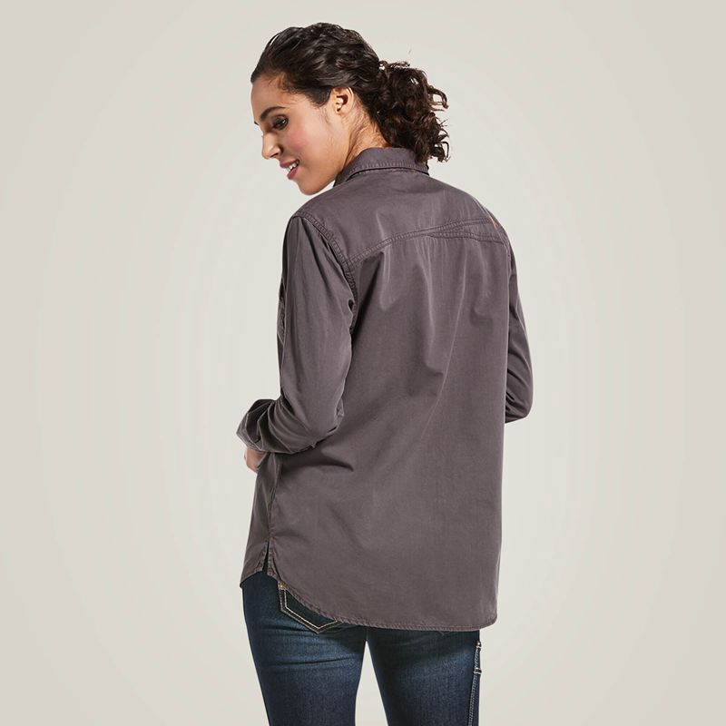 Ariat Rebar Washed Twill Work Shirt Grise Femme | TSQ-01213471