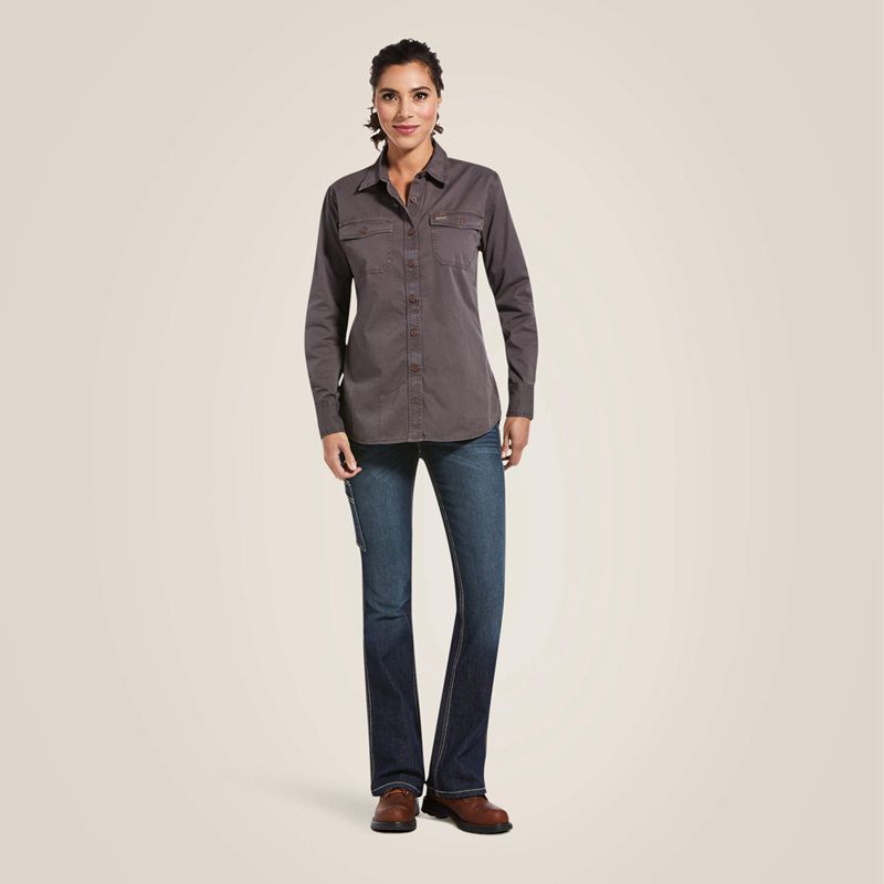 Ariat Rebar Washed Twill Work Shirt Grise Femme | TSQ-01213471