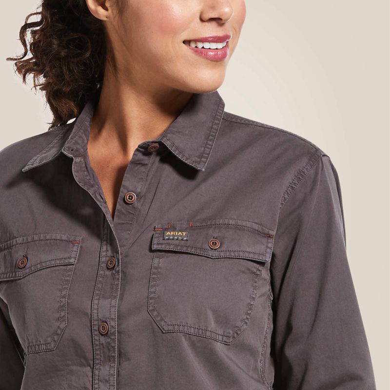 Ariat Rebar Washed Twill Work Shirt Grise Femme | TSQ-01213471