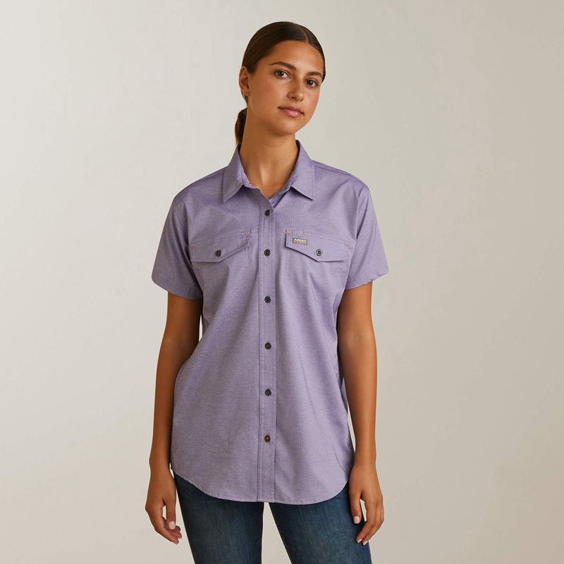 Ariat Rebar Made Tough Venttek Durastretch Work Shirt Bleu Femme | TNY-50234987