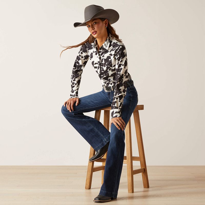 Ariat Team Kirby Stretch Shirt Cow Femme | TEN-72903836