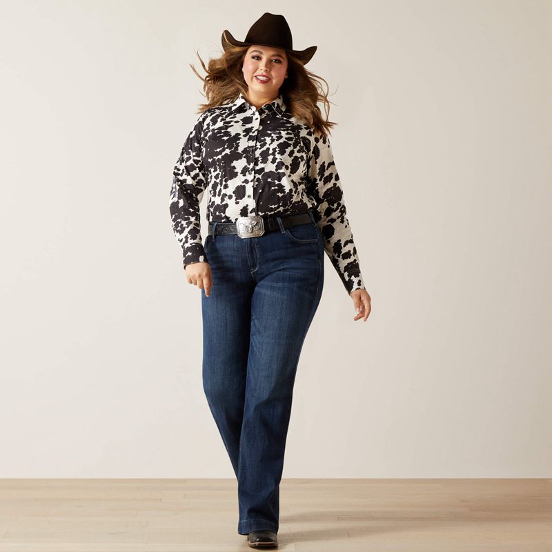 Ariat Team Kirby Stretch Shirt Cow Femme | TEN-72903836