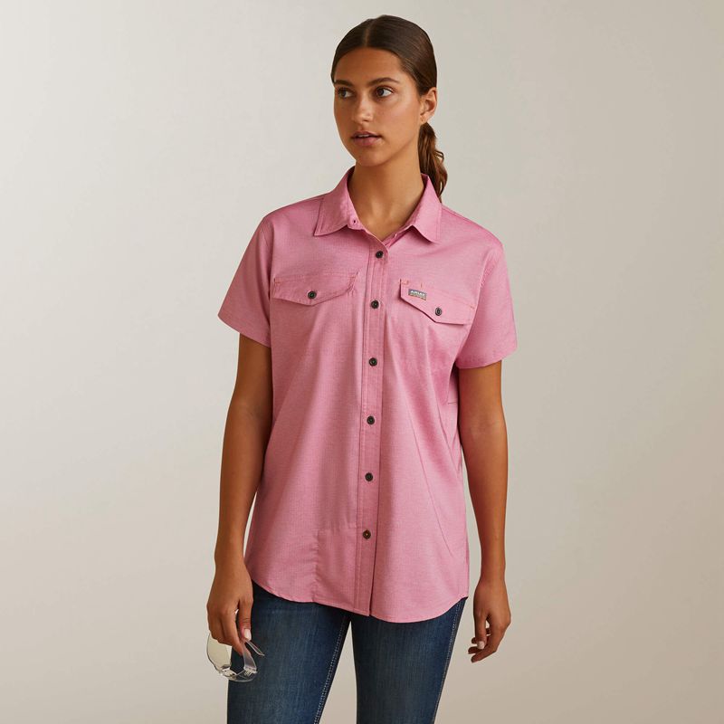 Ariat Rebar Made Tough Venttek Durastretch Work Shirt Cherry Jubilee Femme | IGE-90262906