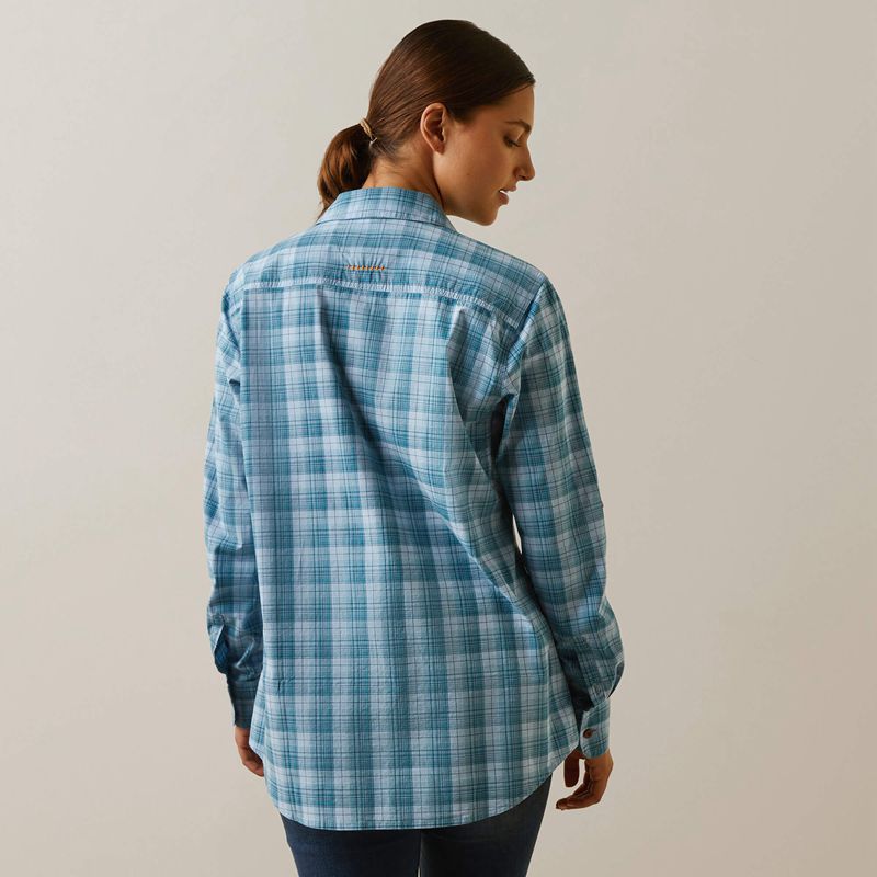 Ariat Rebar Made Tough Durastretch Work Shirt Clear Sky Plaid Femme | MTC-91498596