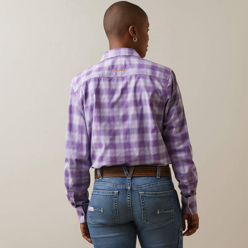 Ariat Rebar Made Tough Durastretch Work Shirt Lavendar Plaid Femme | VQQ-50124538