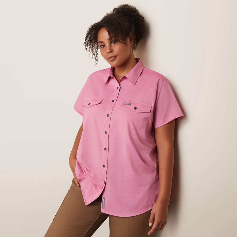 Ariat Rebar Made Tough Venttek Durastretch Work Shirt Cherry Jubilee Femme | IGE-90262906