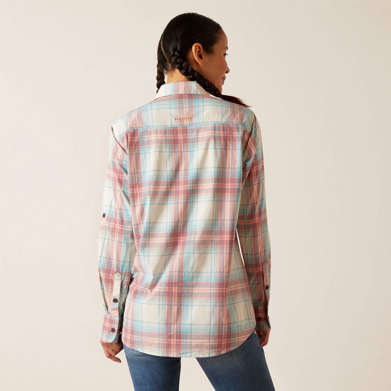 Ariat Rebar Made Tough Durastretch Work Shirt Vanilla Ice Plaid Femme | IYO-50687553