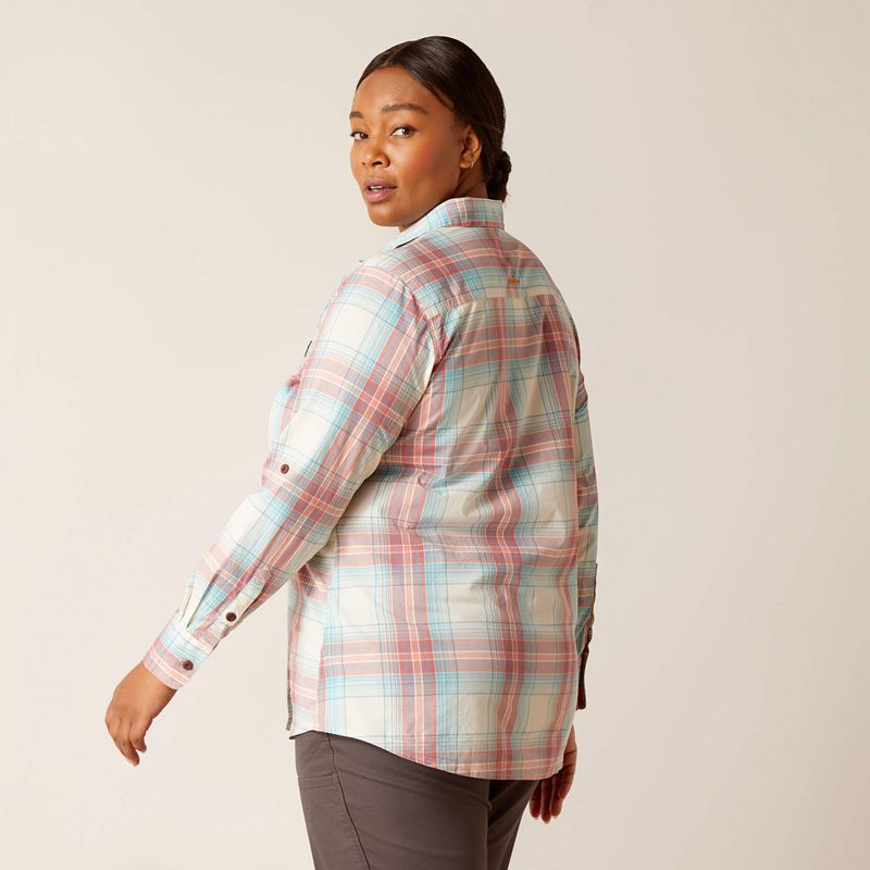 Ariat Rebar Made Tough Durastretch Work Shirt Vanilla Ice Plaid Femme | IYO-50687553