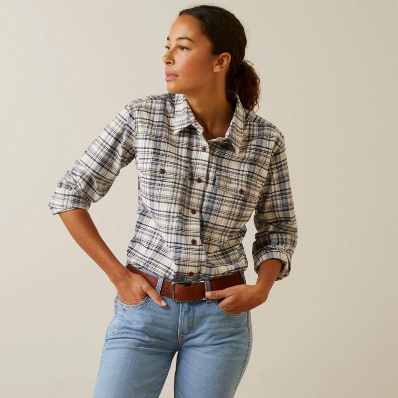 Ariat Rebar Flannel Durastretch Work Shirt String Plaid Femme | DIO-43495216