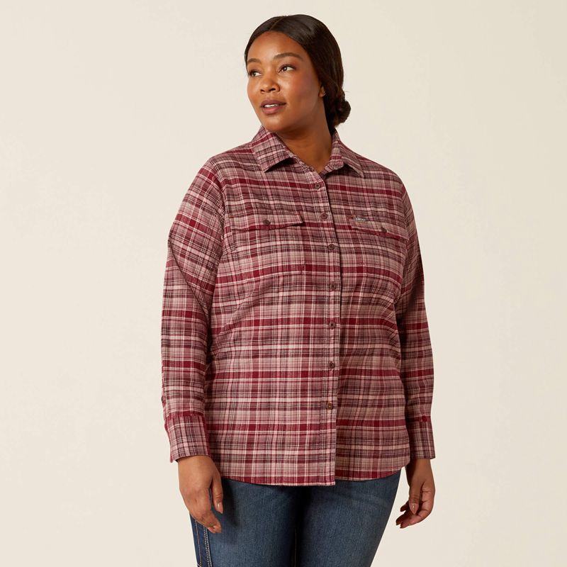 Ariat Rebar Flannel Durastretch Work Shirt Catawba Grape Femme | RPM-36119481