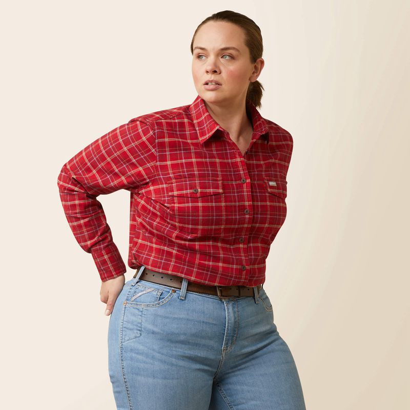 Ariat Rebar Flannel Durastretch Work Shirt Samba Plaid Femme | QIM-59247194