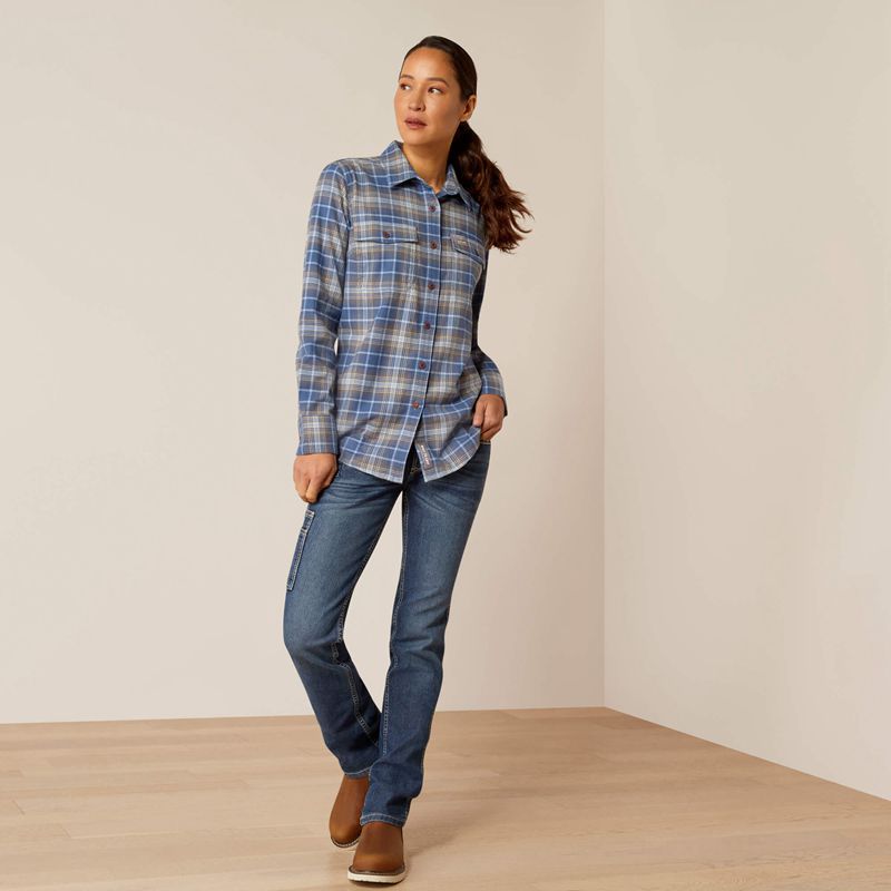 Ariat Rebar Flannel Durastretch Work Shirt Bleu Marine Femme | KUJ-10850945