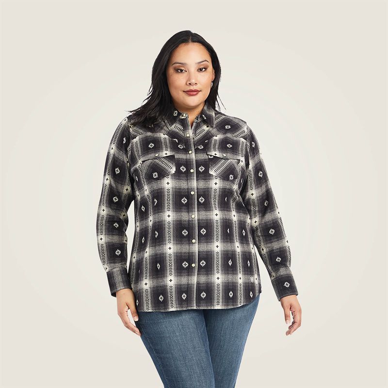 Ariat Real Thunderstorm Shirt Thunderstorm Plaid Dobby Flann Femme | KUQ-04181684