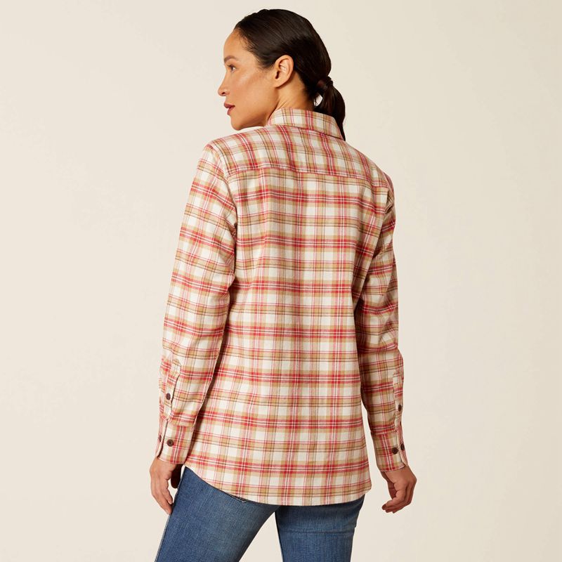 Ariat Rebar Flannel Durastretch Work Shirt Almond Milk Femme | STE-59276534