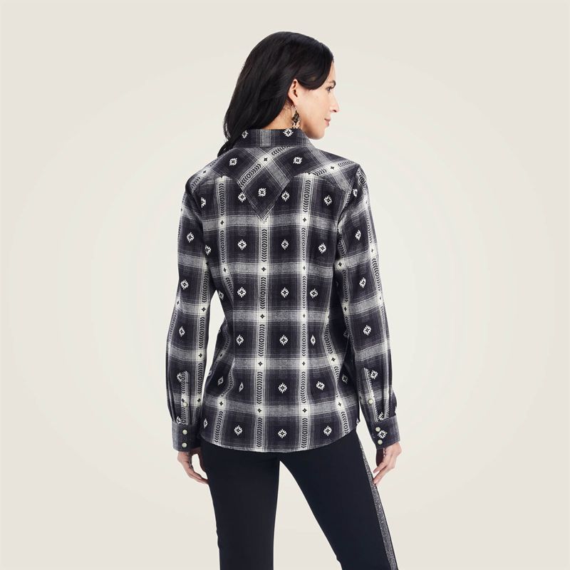 Ariat Real Thunderstorm Shirt Thunderstorm Plaid Dobby Flann Femme | KUQ-04181684