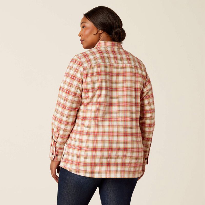 Ariat Rebar Flannel Durastretch Work Shirt Almond Milk Femme | STE-59276534