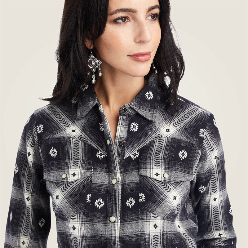 Ariat Real Thunderstorm Shirt Thunderstorm Plaid Dobby Flann Femme | KUQ-04181684