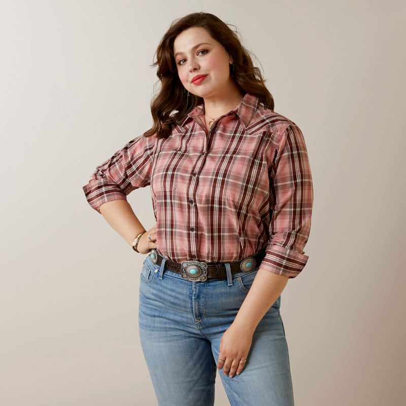 Ariat Real Billie Rae Shirt Saguaro Plaid Femme | HEC-41109288