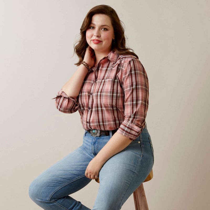 Ariat Real Billie Rae Shirt Saguaro Plaid Femme | HEC-41109288