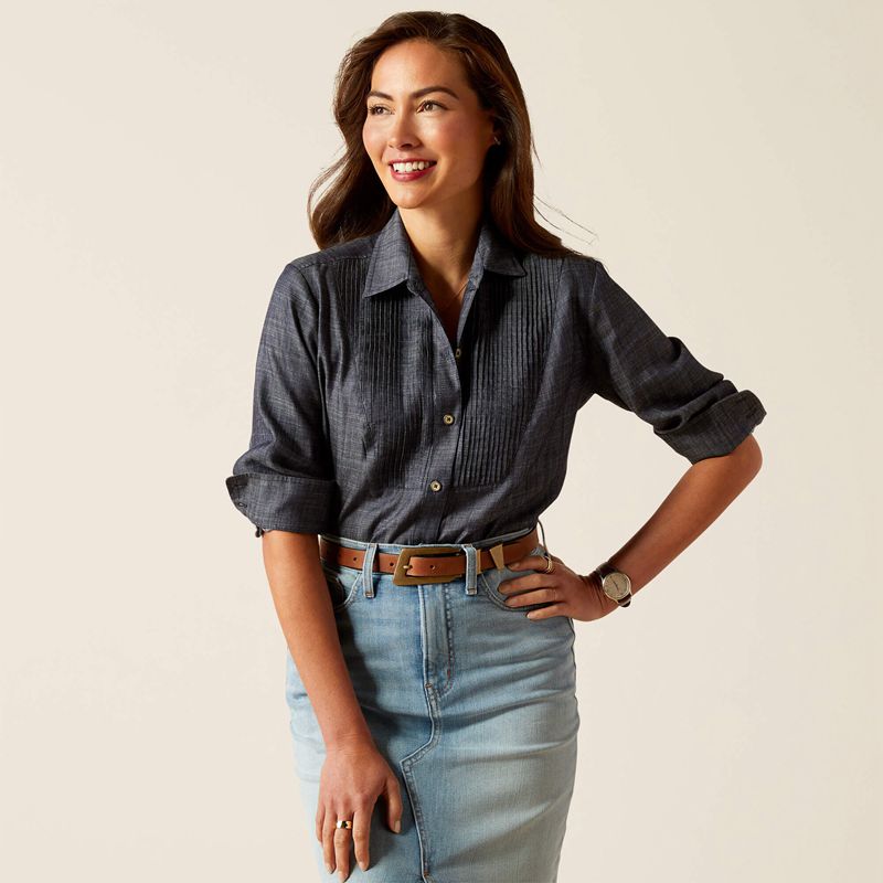 Ariat Oban Shirt Tencel Denim Femme | LMW-76778069