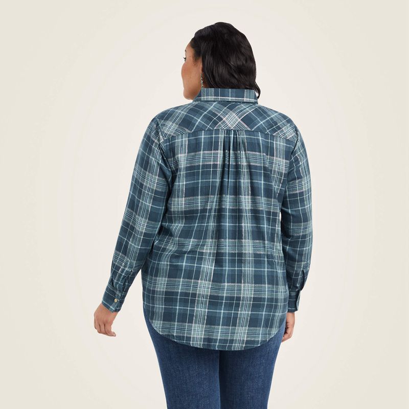 Ariat Real Billie Jean Popover Shirt Lurex Plaid Femme | ZMF-78113368