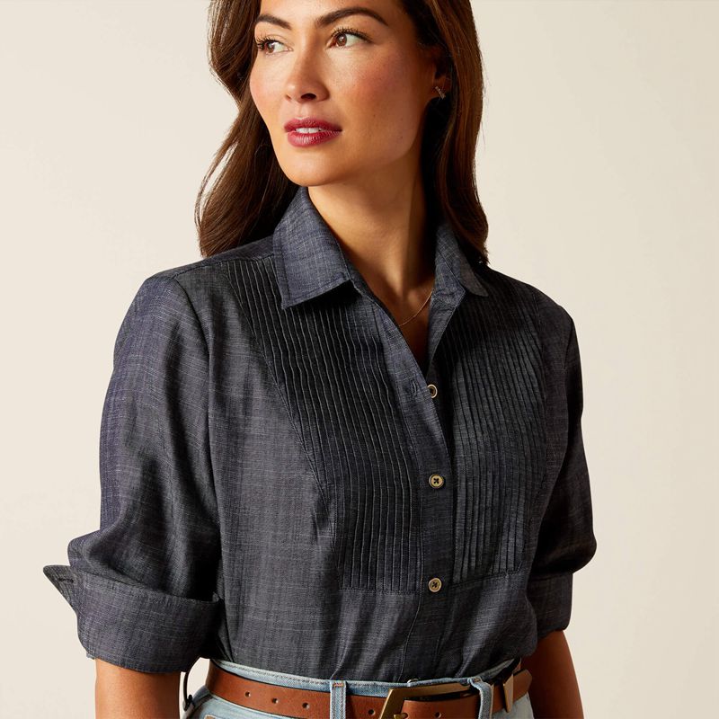 Ariat Oban Shirt Tencel Denim Femme | LMW-76778069