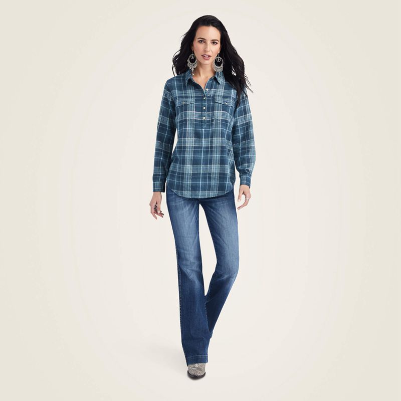 Ariat Real Billie Jean Popover Shirt Lurex Plaid Femme | ZMF-78113368