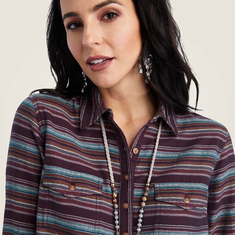 Ariat Real Billie Jean Popover Shirt Roadside Stripe Femme | GHV-27860491