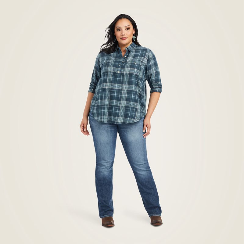 Ariat Real Billie Jean Popover Shirt Lurex Plaid Femme | ZMF-78113368