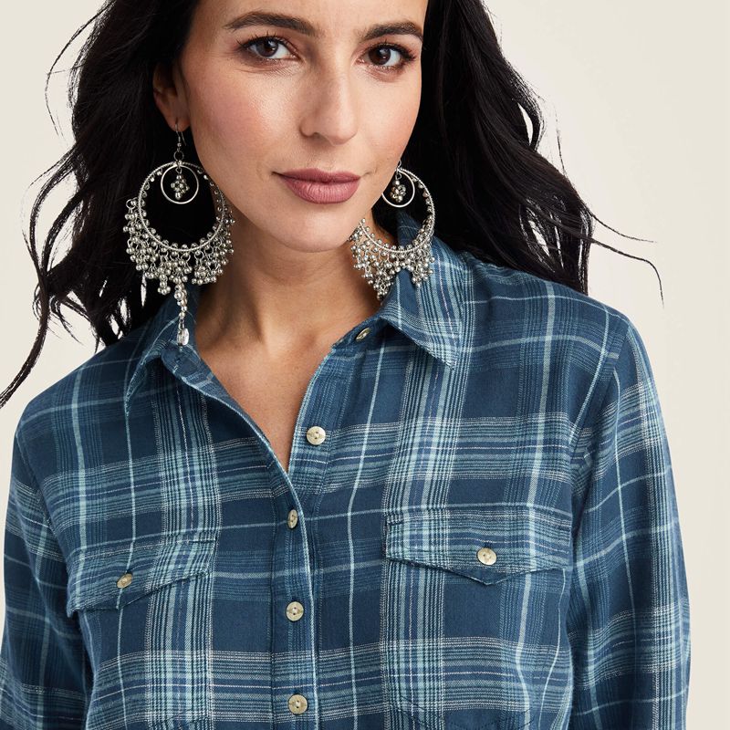 Ariat Real Billie Jean Popover Shirt Lurex Plaid Femme | ZMF-78113368