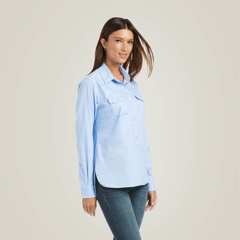 Ariat Loyola Popover Shirt Bleu Femme | AQK-21104688