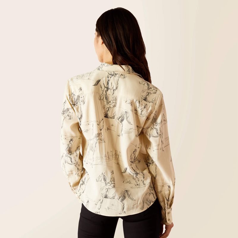 Ariat Larkspur Blouse Ivory Toile Femme | DXM-20732763